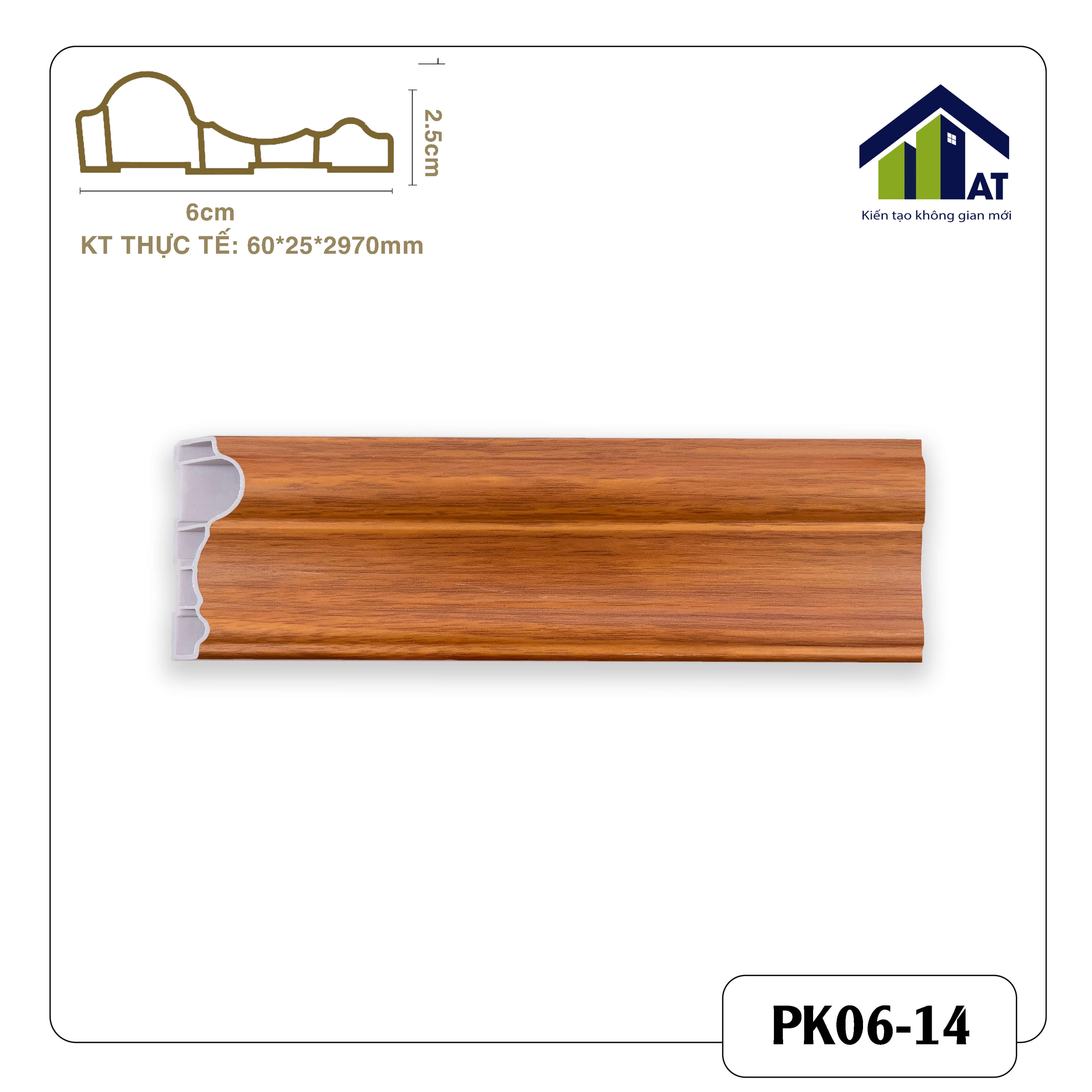 Chỉ Tường 6cm Vân Gỗ Tươi PK06-14