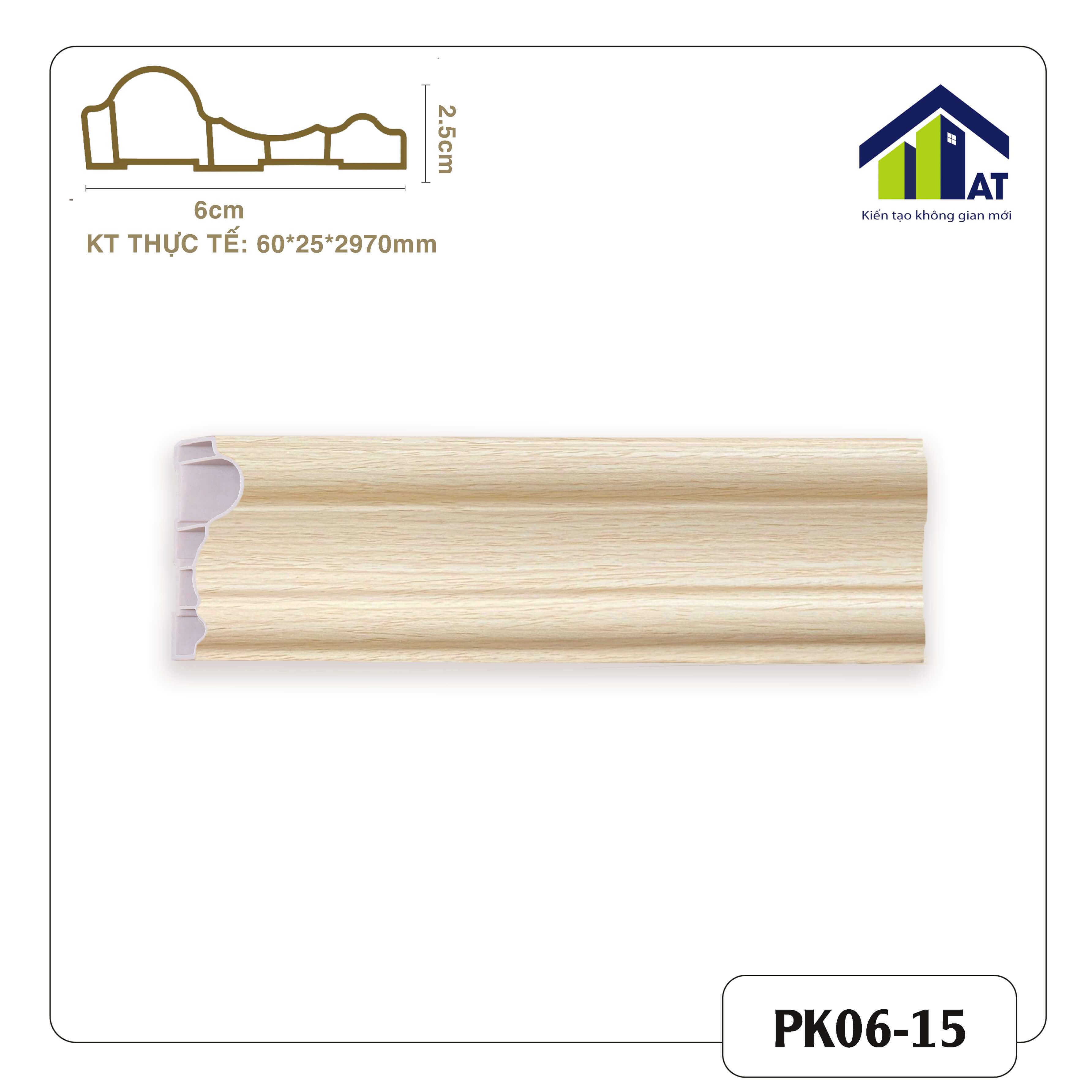 Chỉ Tưởng 6cm Vân Gỗ Vàng Nhạt PK06-15