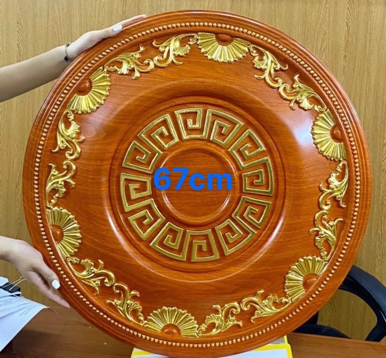 Mâm Trần PU 67cm Vân Gỗ Dát Vàng