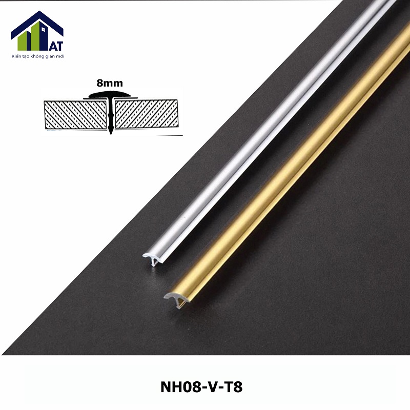 Nẹp Nhôm T8 Màu Vàng NH08-V-T8