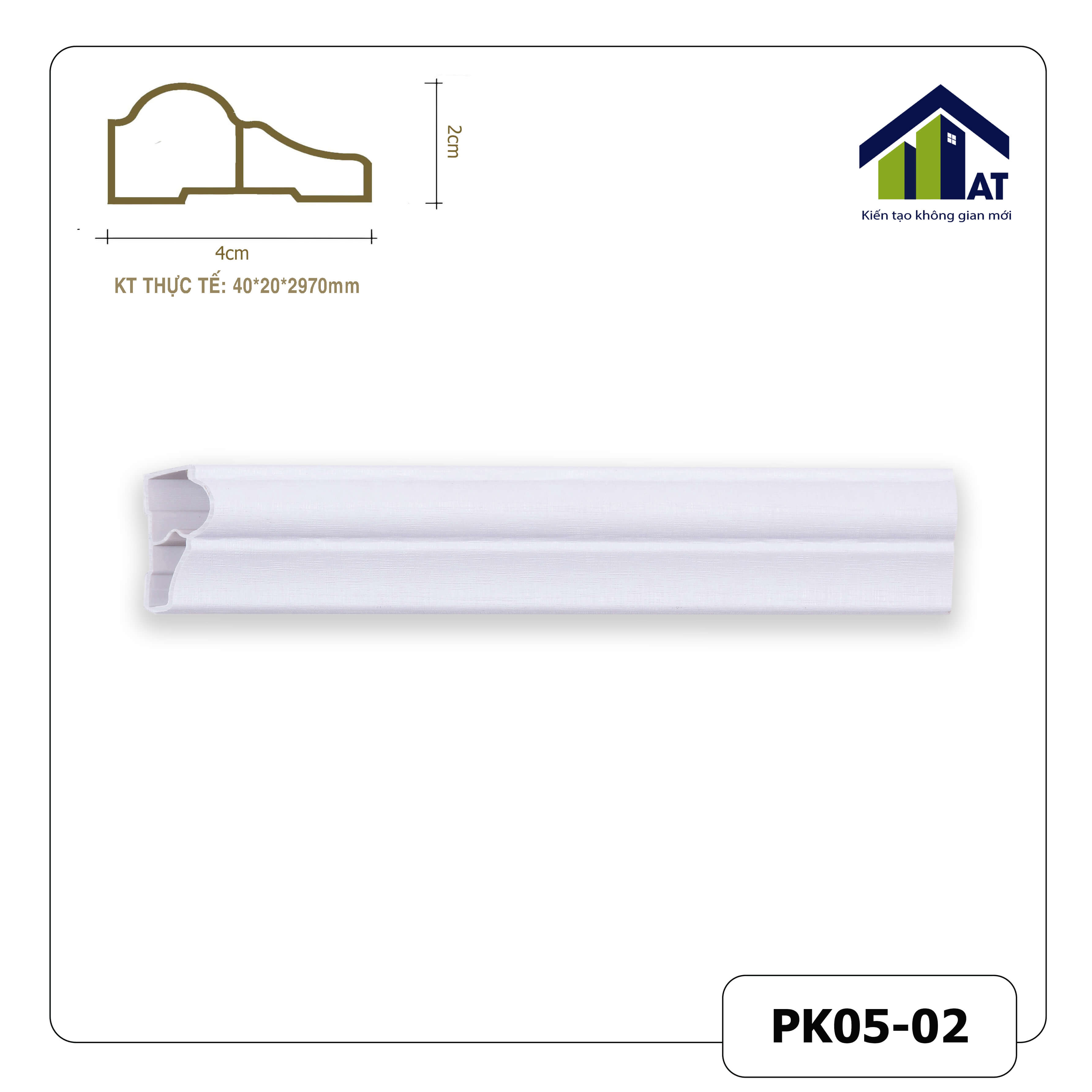 Phào Chỉ Tường 4cm Trắng Xước PK05-02