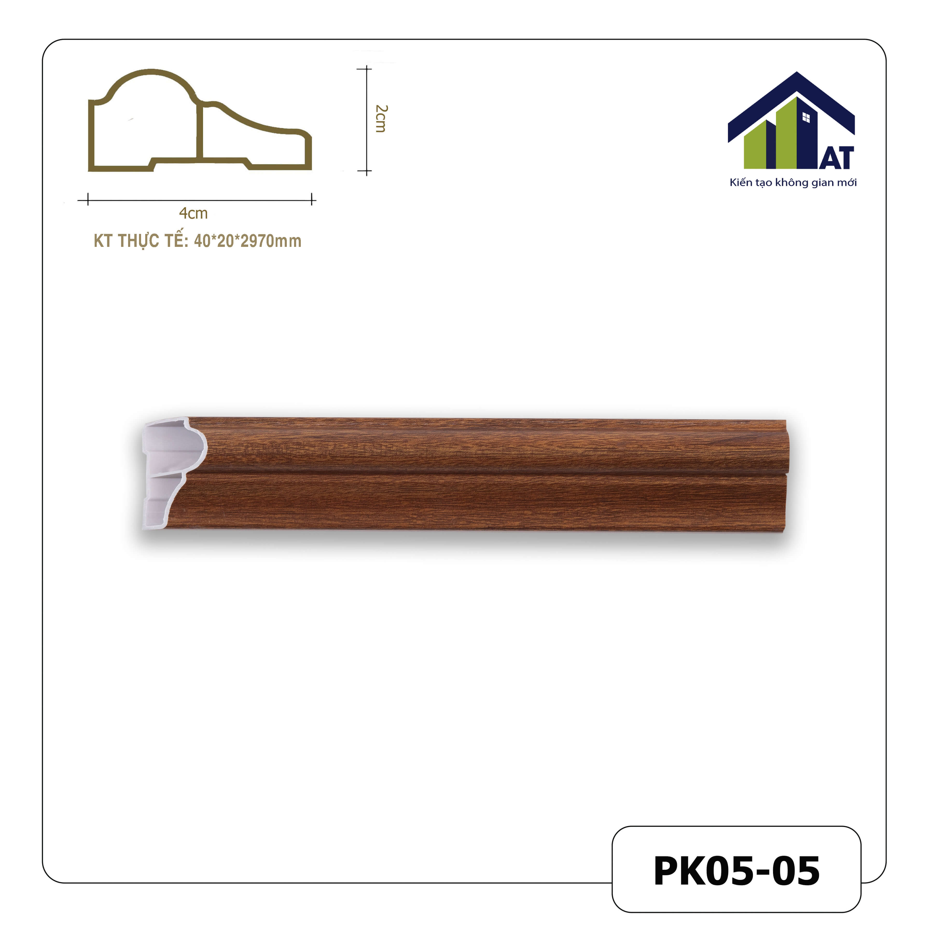 Phào Chỉ Tường 4cm Vân Gỗ Đậm PK05-05